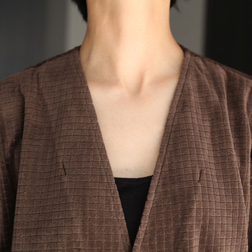 MATSUFUJI - 【残り一点】Velor Block Check Jacquard Cardigan