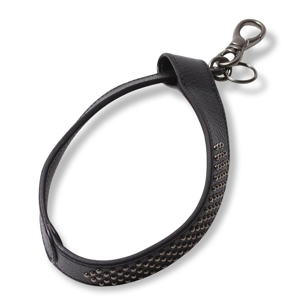 CALEE - 【残り一点】Round Studs Leather Hand Strap Key Ring