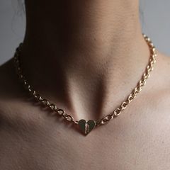 【残りわずか】Heart Razor Necklace_Small Link(GOLD_S)