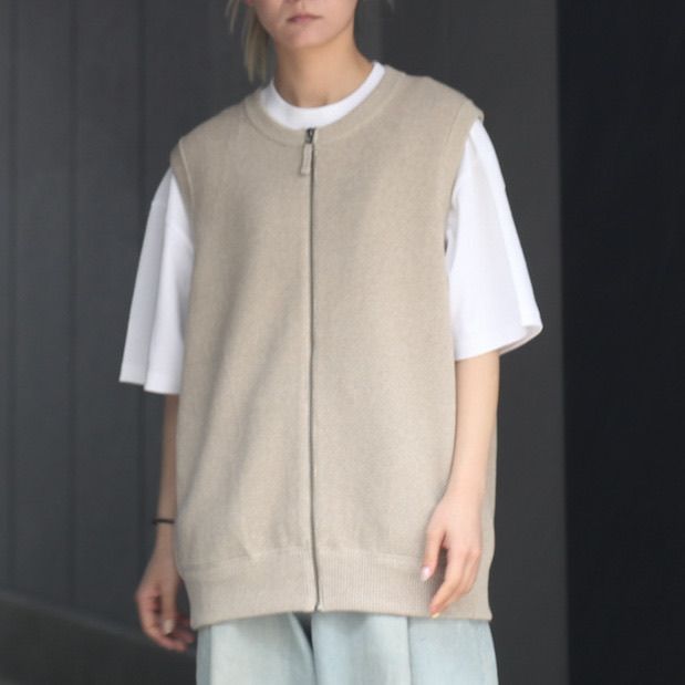 【残りわずか】Moss Stitch Zip Vest