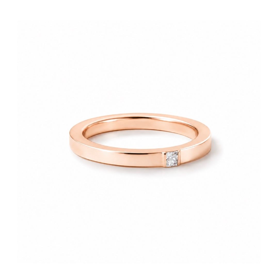 【お取り寄せ注文可能】Square Dia Ring(K18 PINK GOLD)