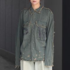 【残り一点】PW Slash Seam HBT Work Shirt With Damaged (FROM COAL MINE)