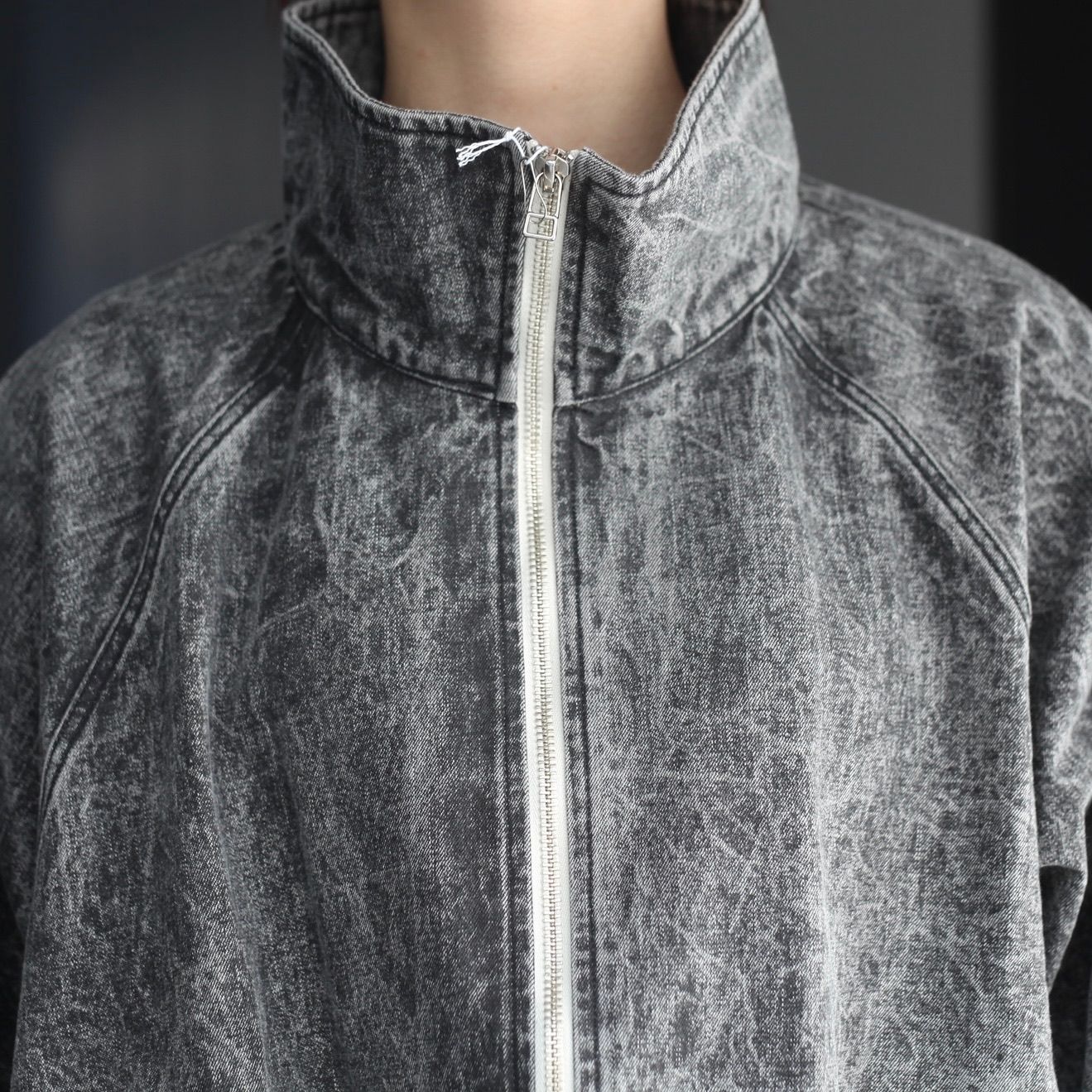 【残り一点】ピグメントプリントデニムジップブルゾン
