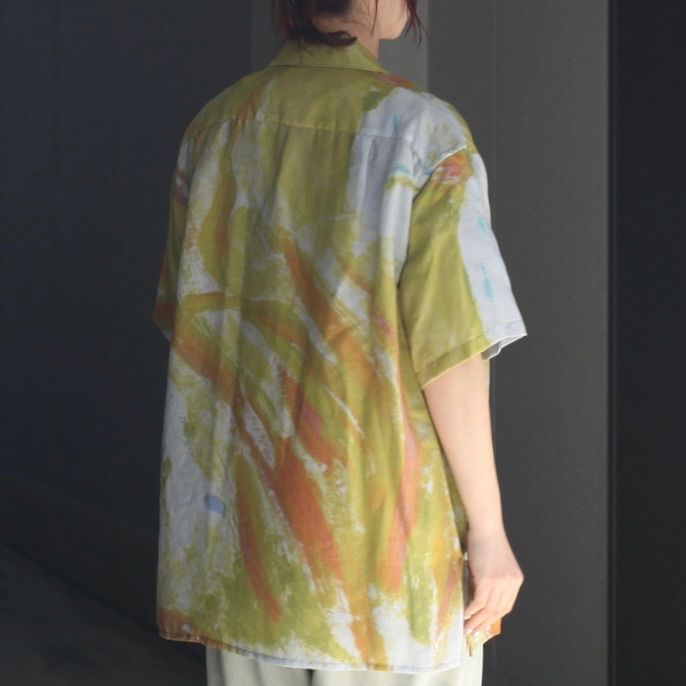 【残り一点】Flower Printed Open Collar Shirt