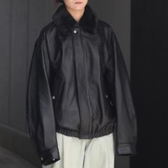 【残りわずか】Mouton Collar Sheep Leather Zip Jacket
