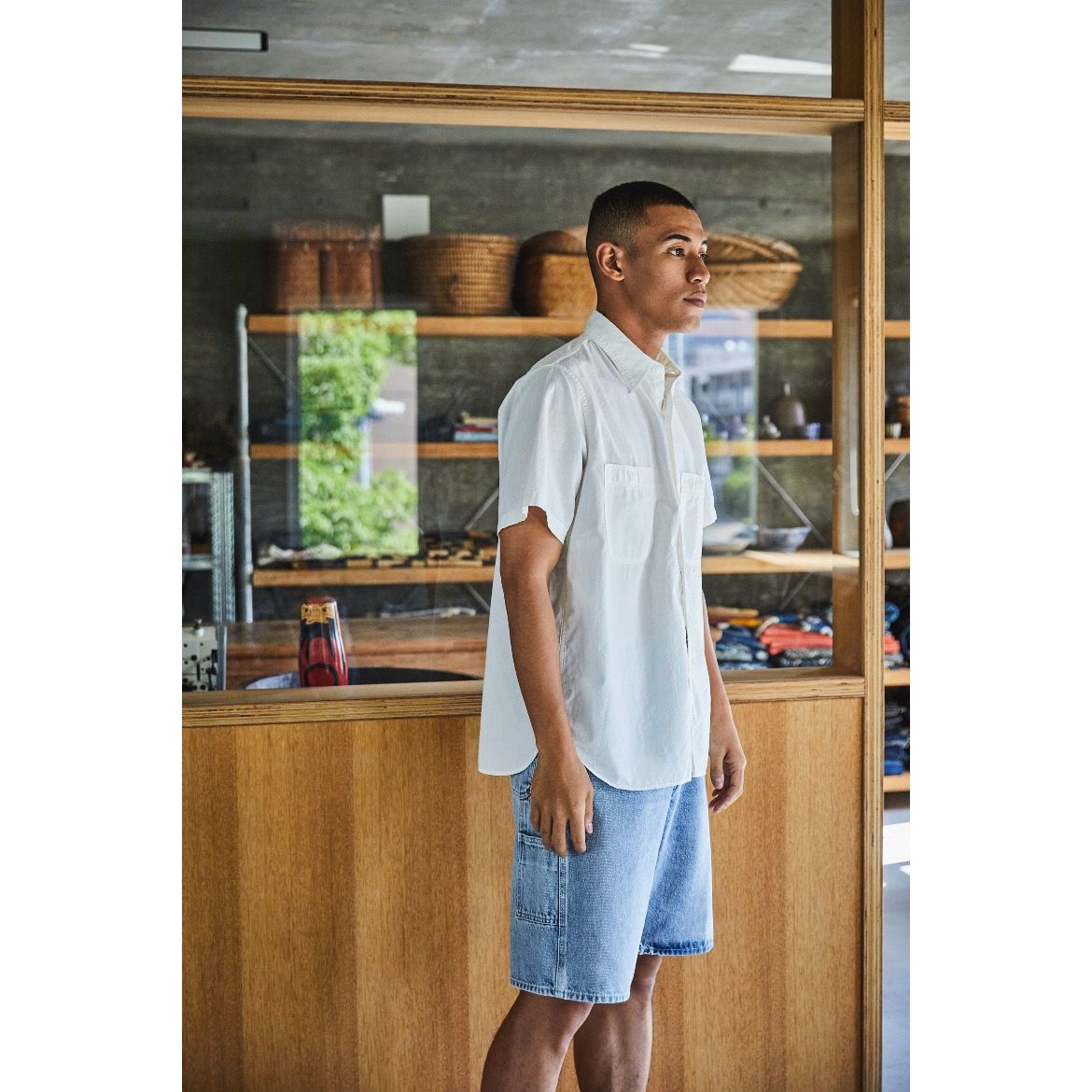 【残り一点】Short Sleeve White Chambray Work Shirt