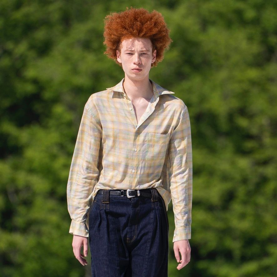 【残り一点】Printed Plaid Cotton Twill Shirt