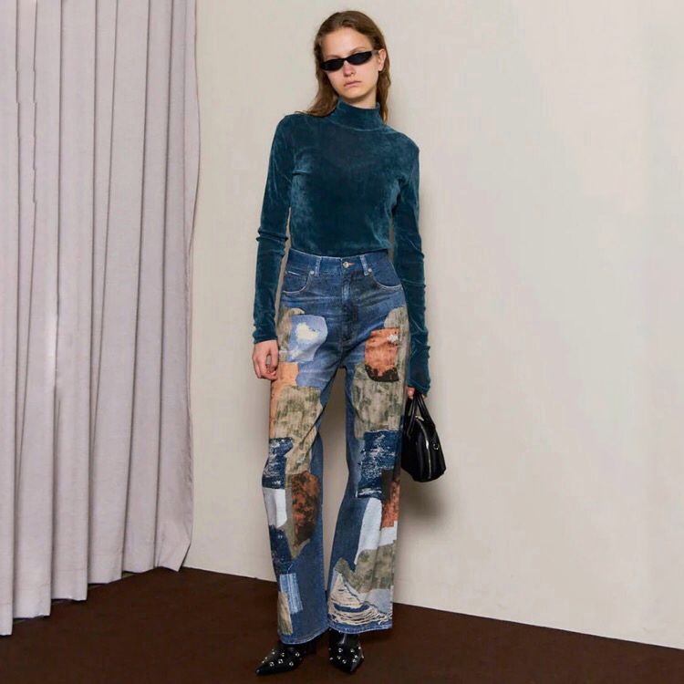 【残り一点】Patchwork Print Denim
