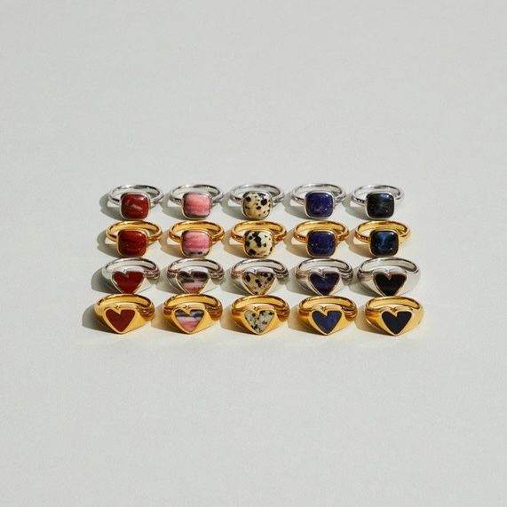 【お取り寄せ注文可能】Square Cabochon Dalmatian Stone Ring