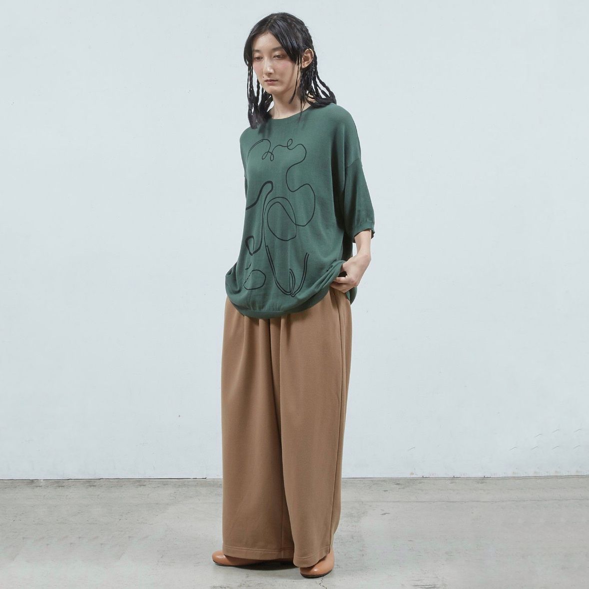 【残り一点】ステッチプリントショートSLニットPO