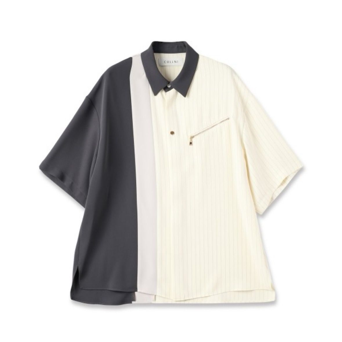 CULLNI [クルニ]Double Satin Bi Color Zip Shirt 24AW