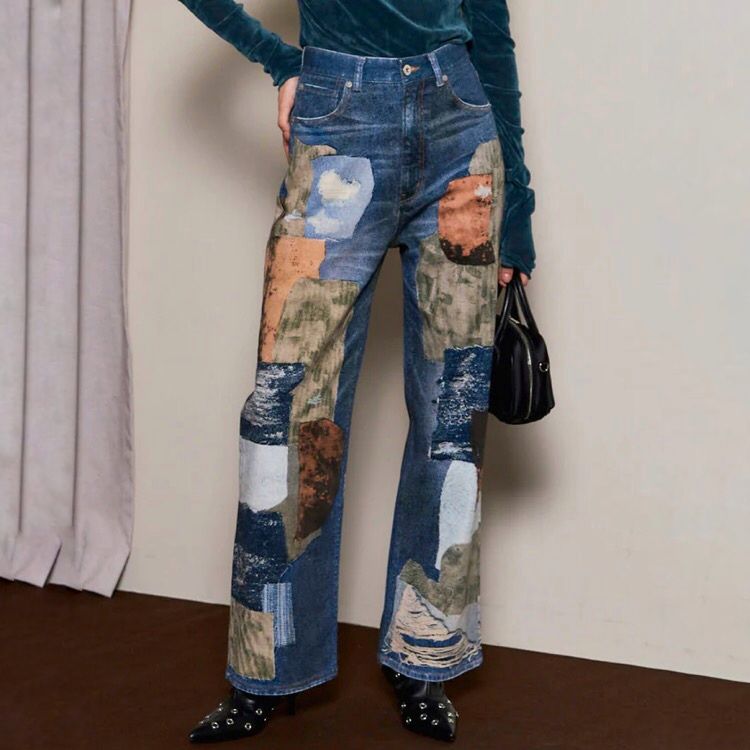 【残り一点】Patchwork Print Denim