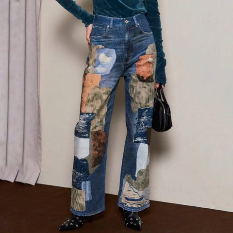 【残り一点】Patchwork Print Denim