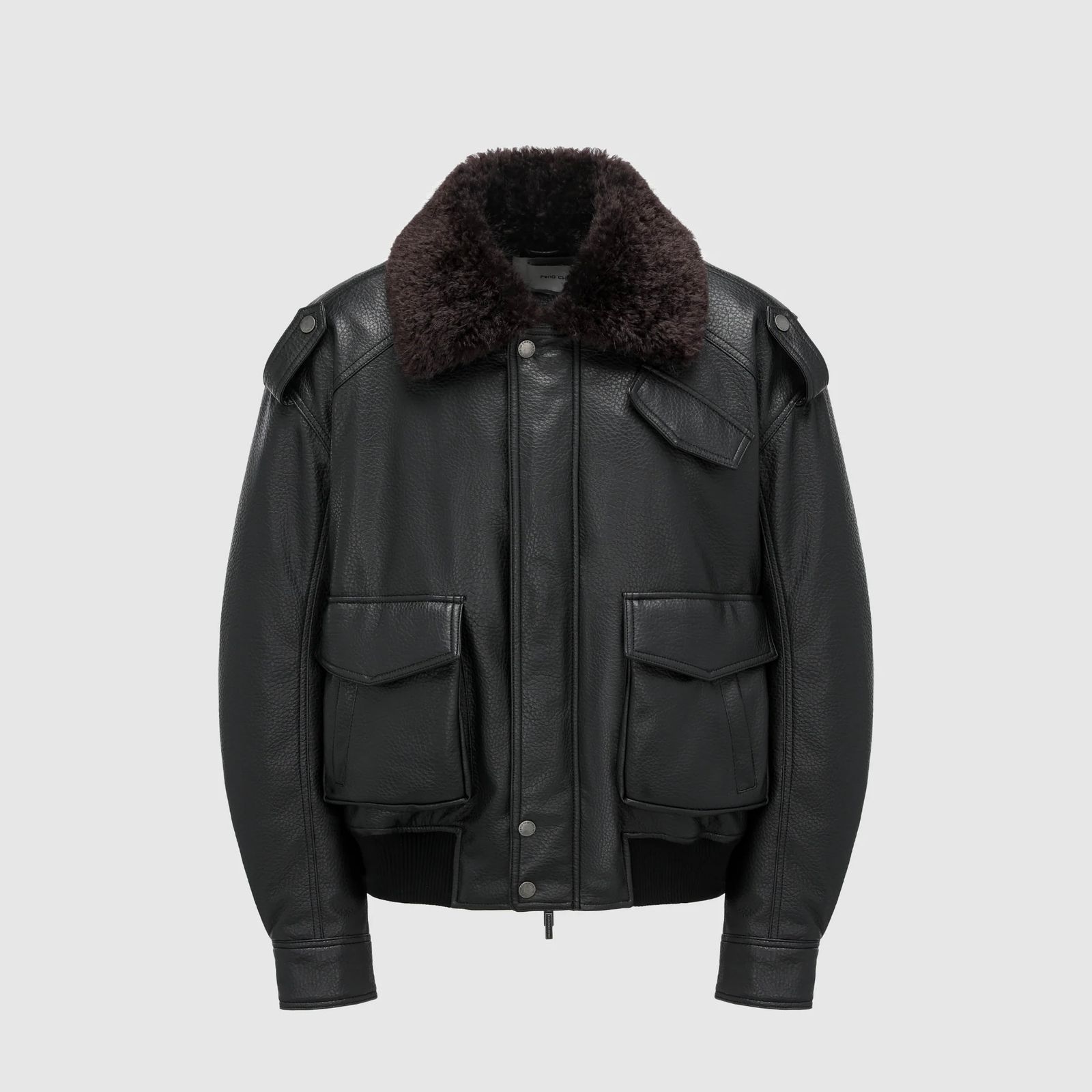 【残り一点】Oversized PU Jacket with Faux Fur Collar