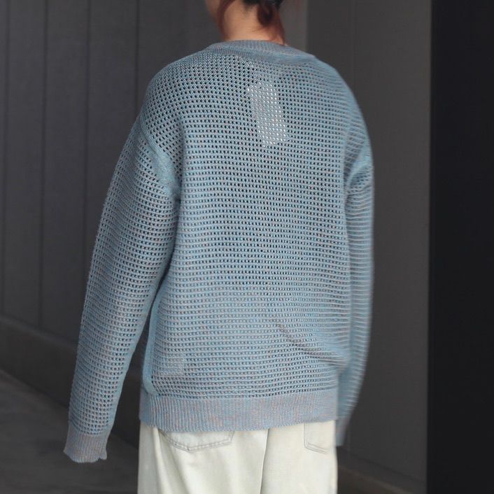 【残りわずか】Mesh Knitted Crewneck Sweater