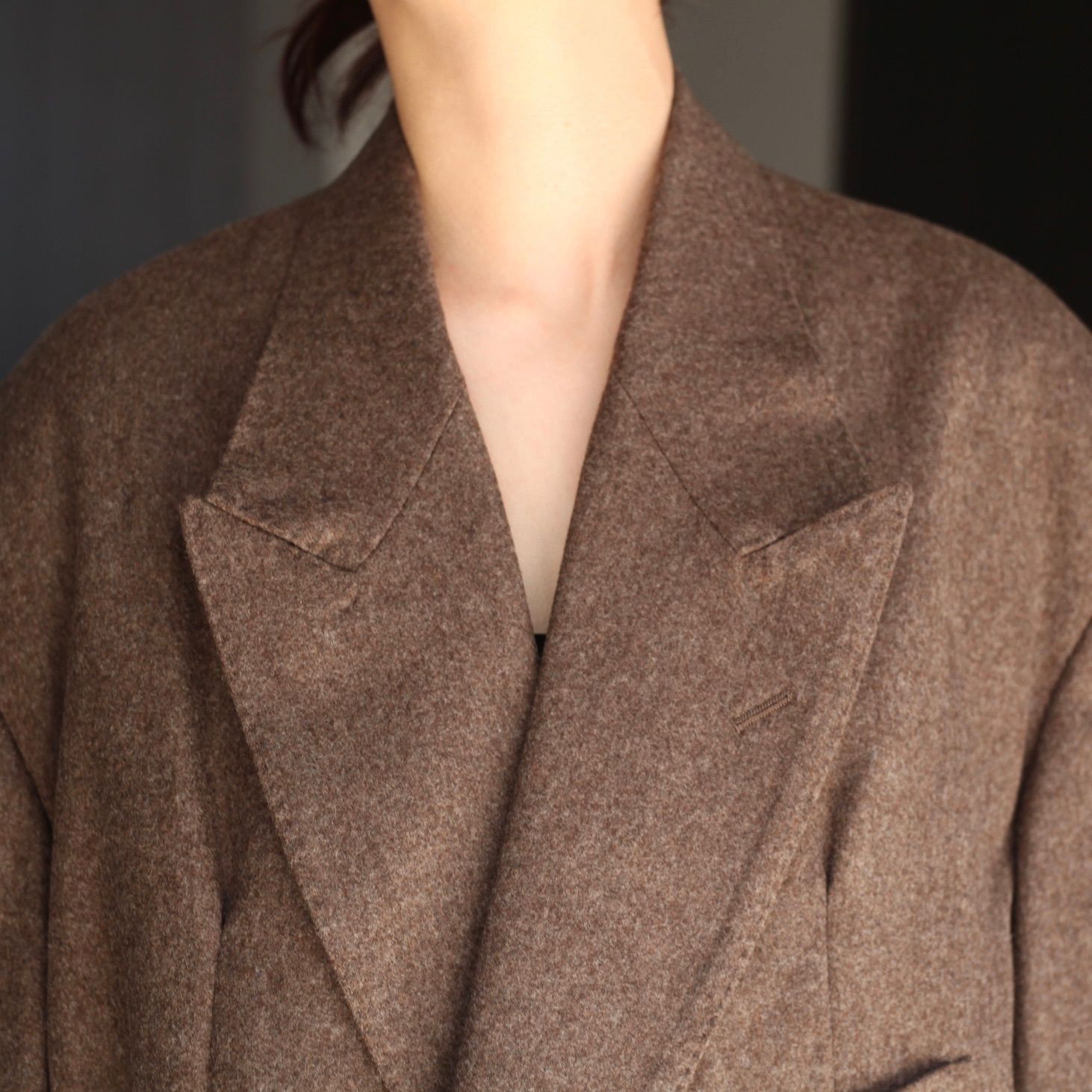 【残り一点】Round Big Shoulder Wool Flannel Jacket