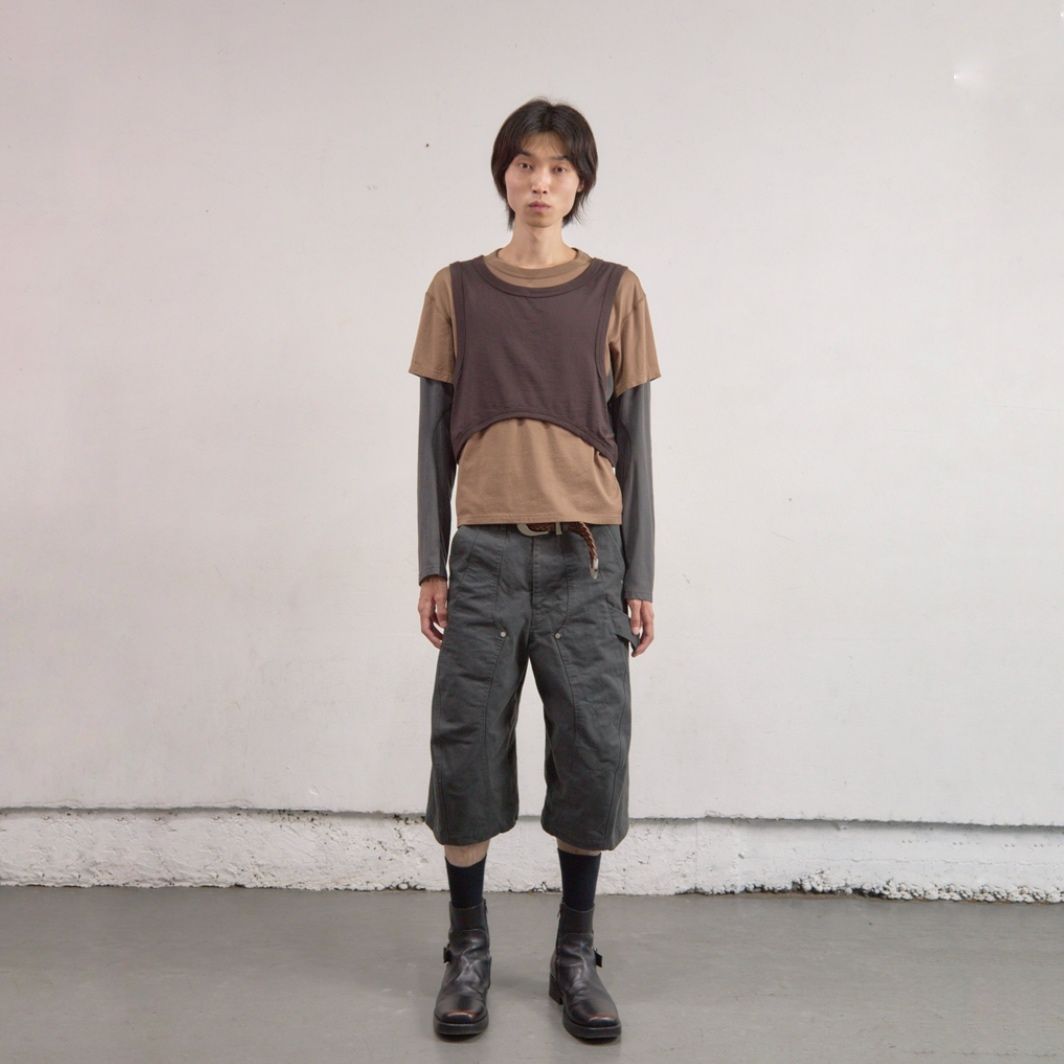 【残り一点】Curved Leg Double Knee Work Short Pants