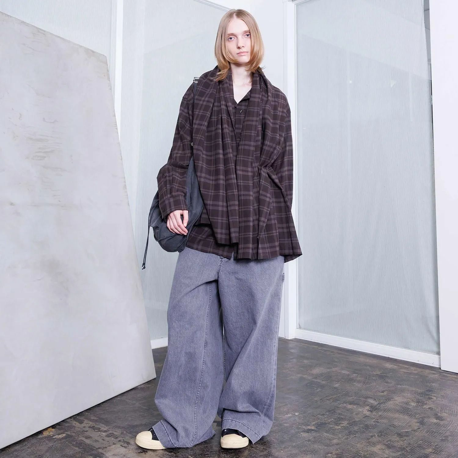 【残り一点】シアーコットンオープンカラーL/Sシャツ