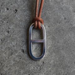 【残り一点】Anchor Leather Necklace Small(BEIGE LEATHER×SILVER)