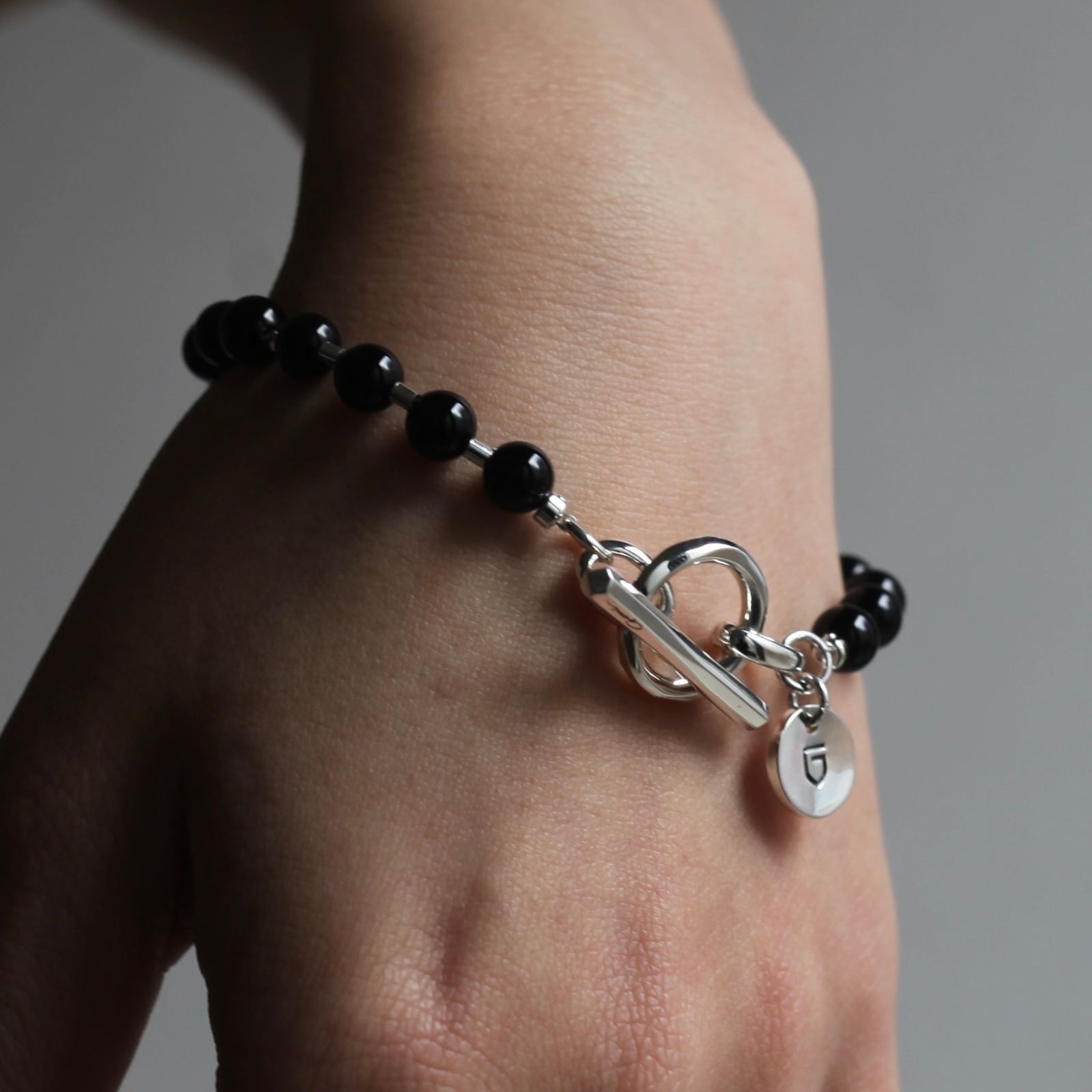 【お取り寄せ注文可能】Stone Ball Chain Bracelet(BLACK)