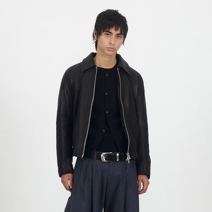 【残り一点】Leather Paneled Zip Up Jacket