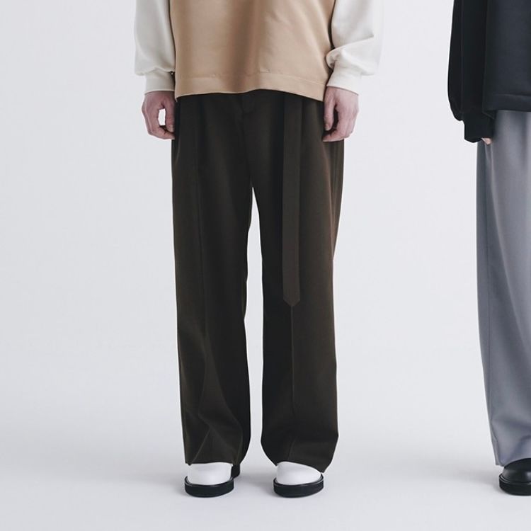 CULLNI - 【残り一点】Washable Twill Tuck Wide Pants with Long Belt