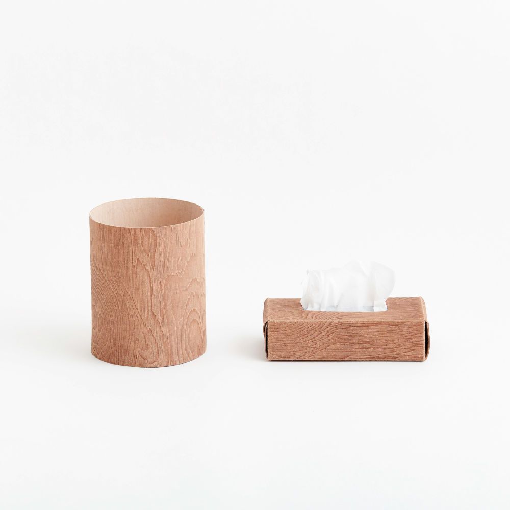 【残り一点】Plywood Leather Tissue Box Case