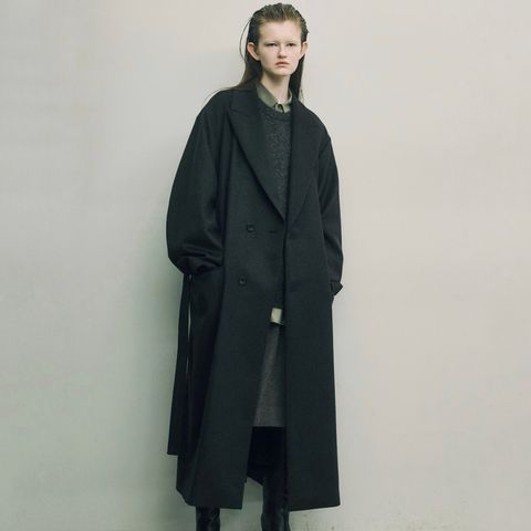 【残りわずか】Oversized Maxi Length Peak Lapel Coat(WOOL/CASHMERE)