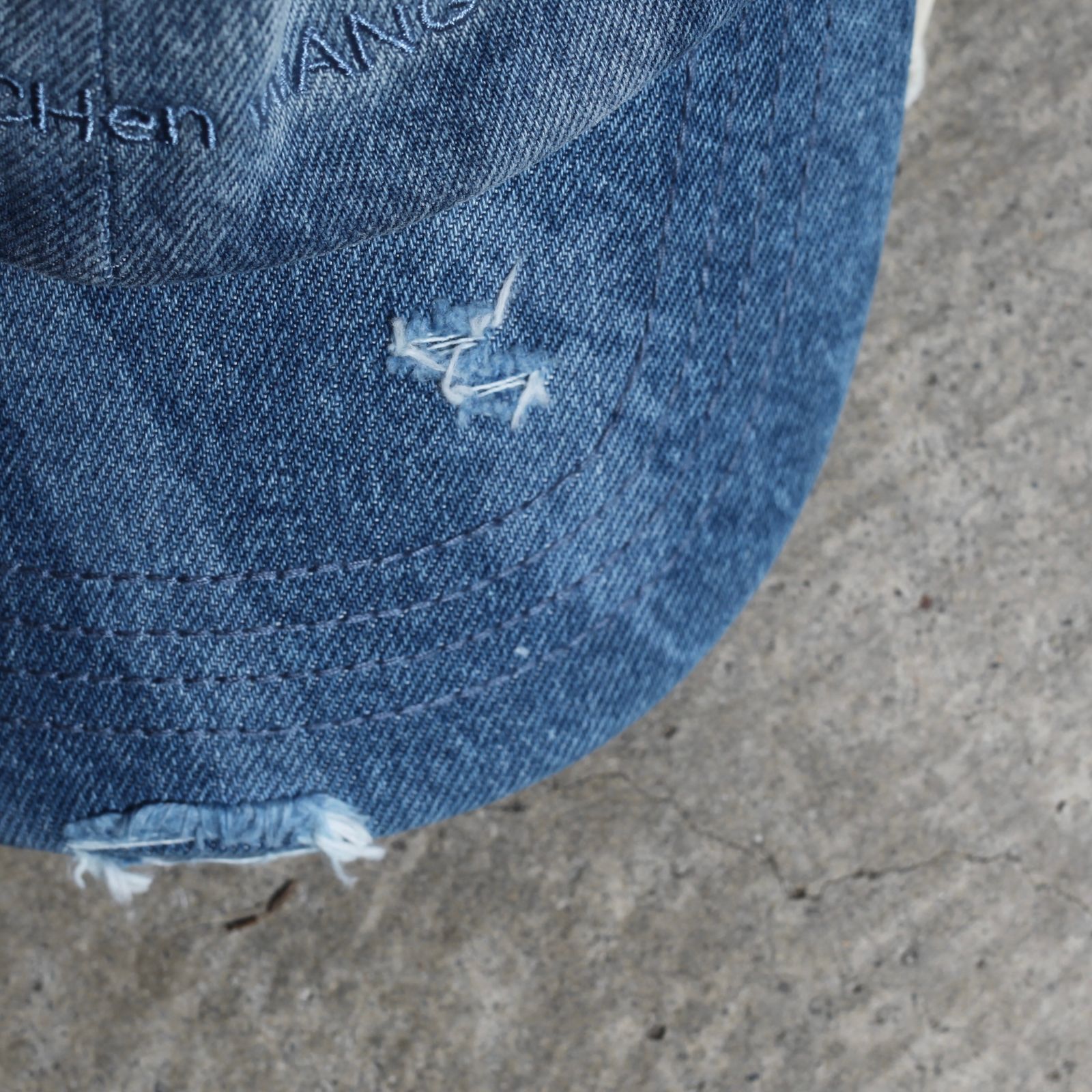 【残り一点】Blue Denim Washed Printed Baseball Cap