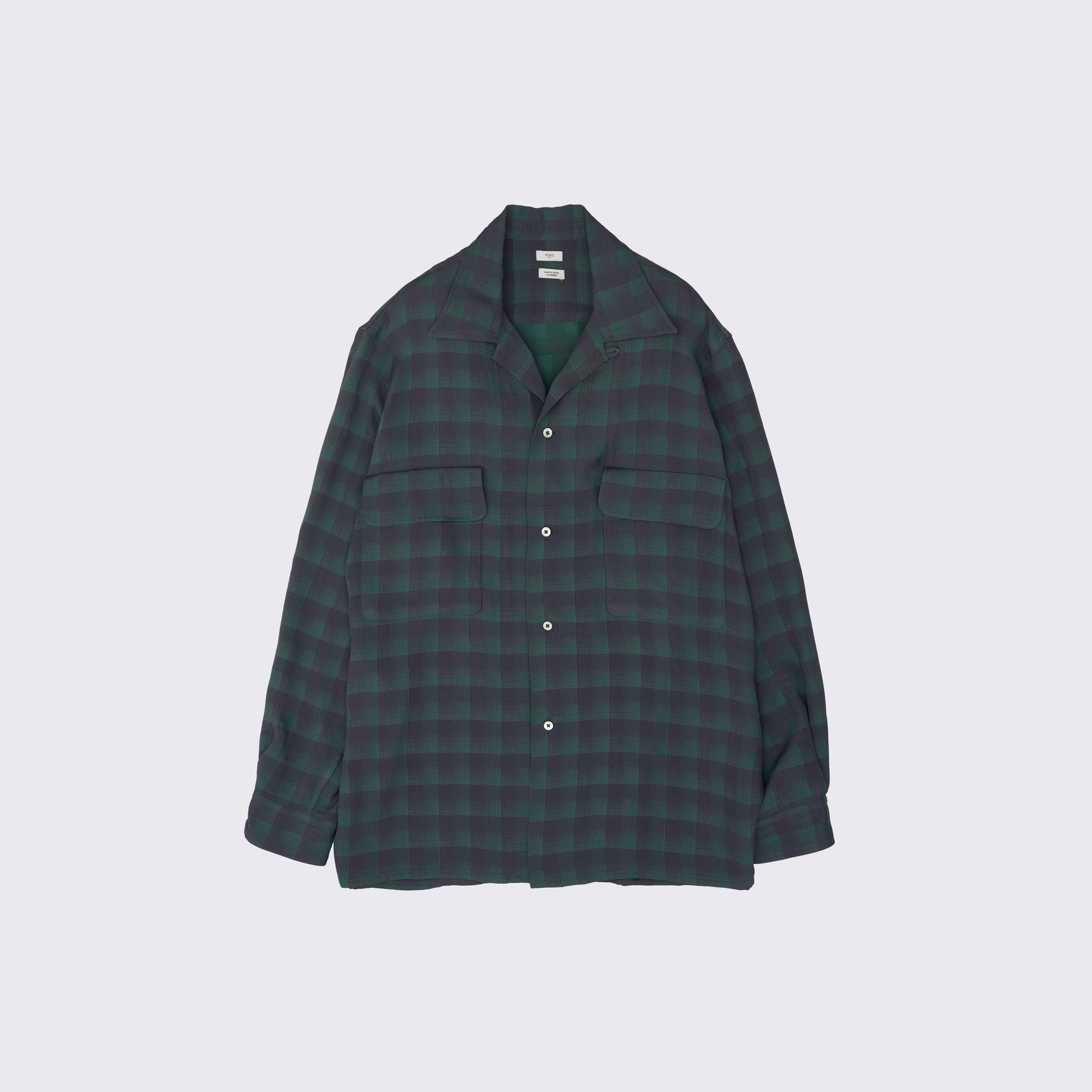 【残り一点】Jacquard Plaid Open Collar Shirt