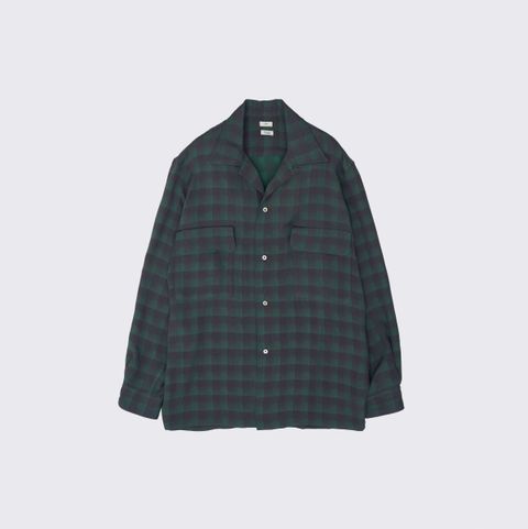 【残り一点】Jacquard Plaid Open Collar Shirt
