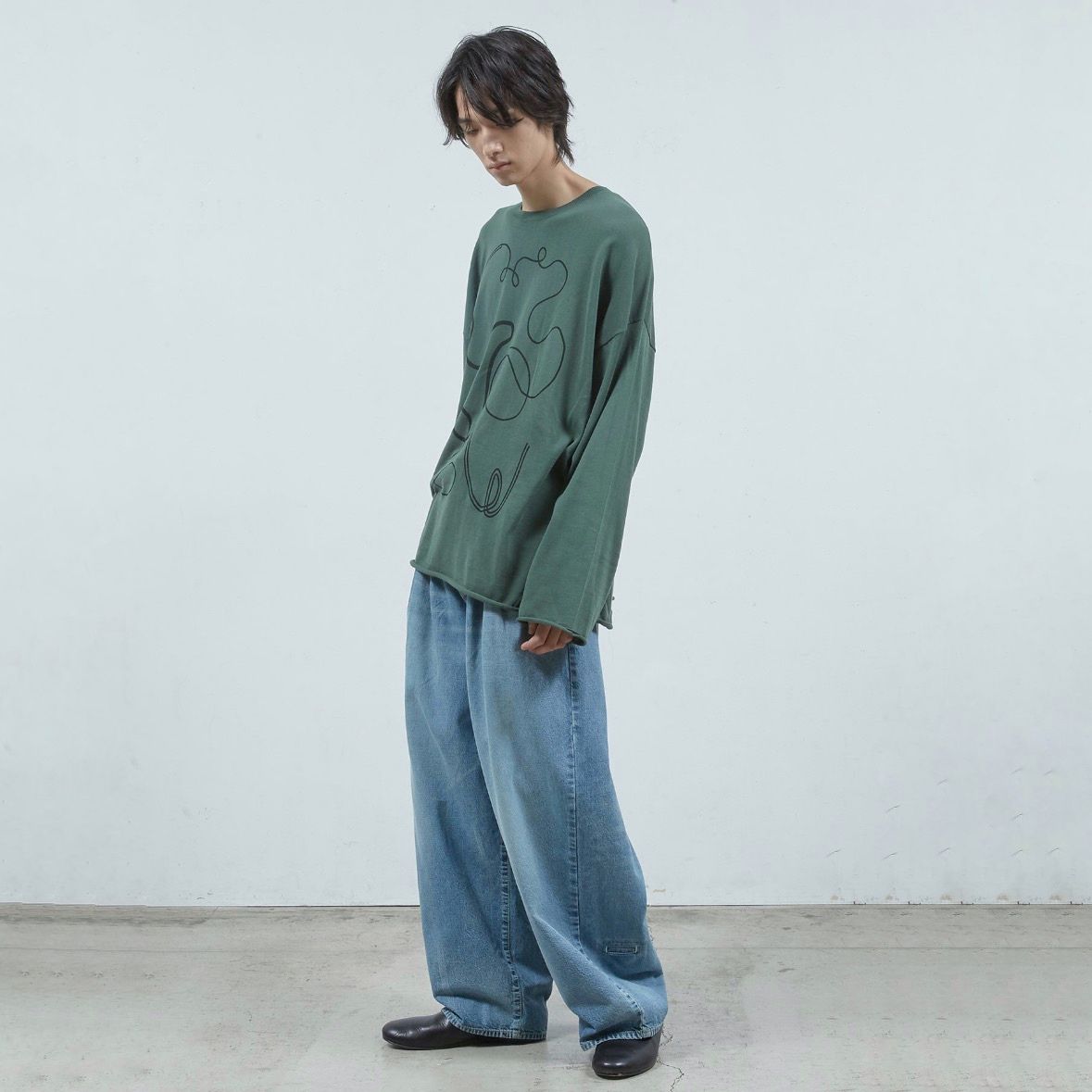 【残り一点】ステッチプリントロングSLニットPO