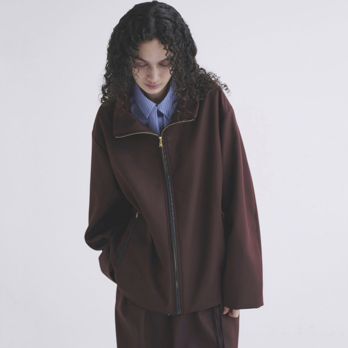 CULLNI - 【残り一点】Double Cloth Kersey Zip Up Stand Collar