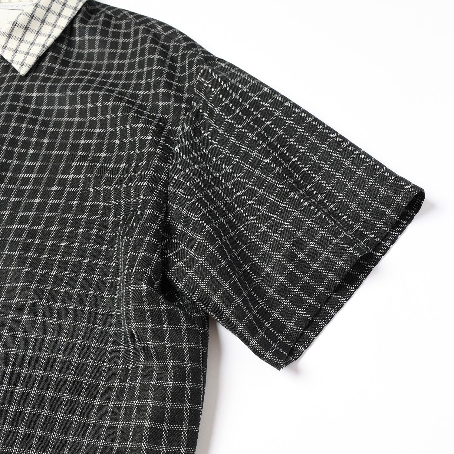 【残り一点】Check Asymmetrical Stripe Short Sleeve Shirt