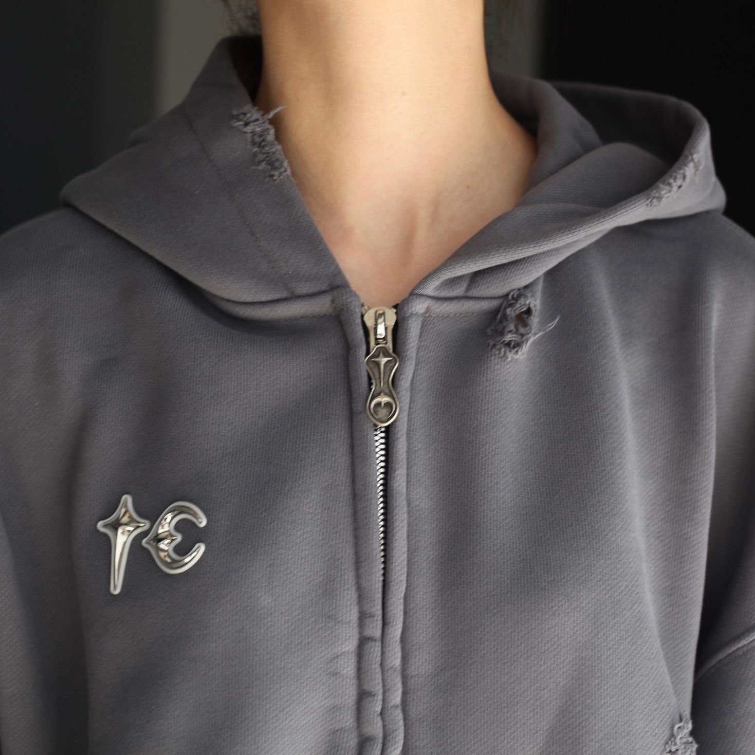 【残り一点】Leather Flame Hooded Zip Up