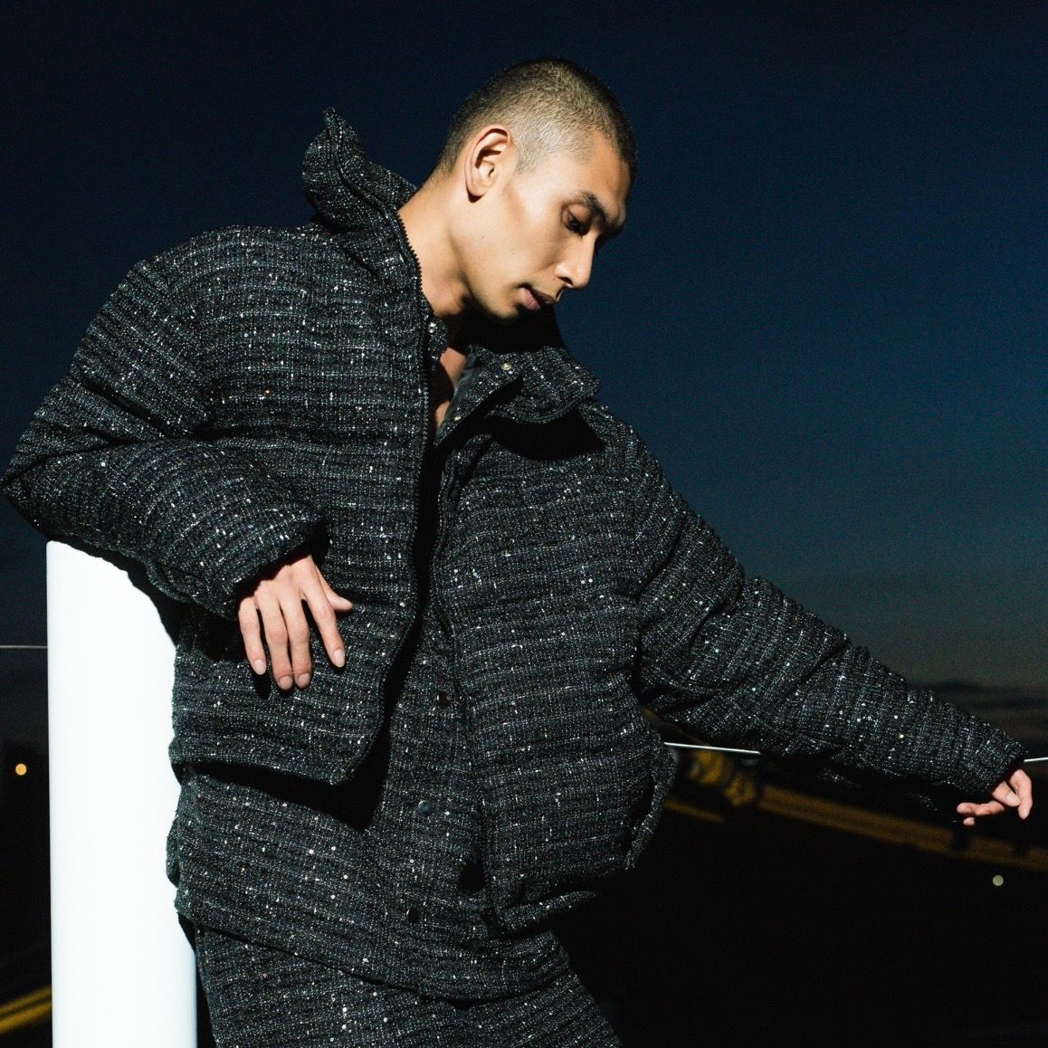 【残り一点】Shiny Tweed Down Jacket