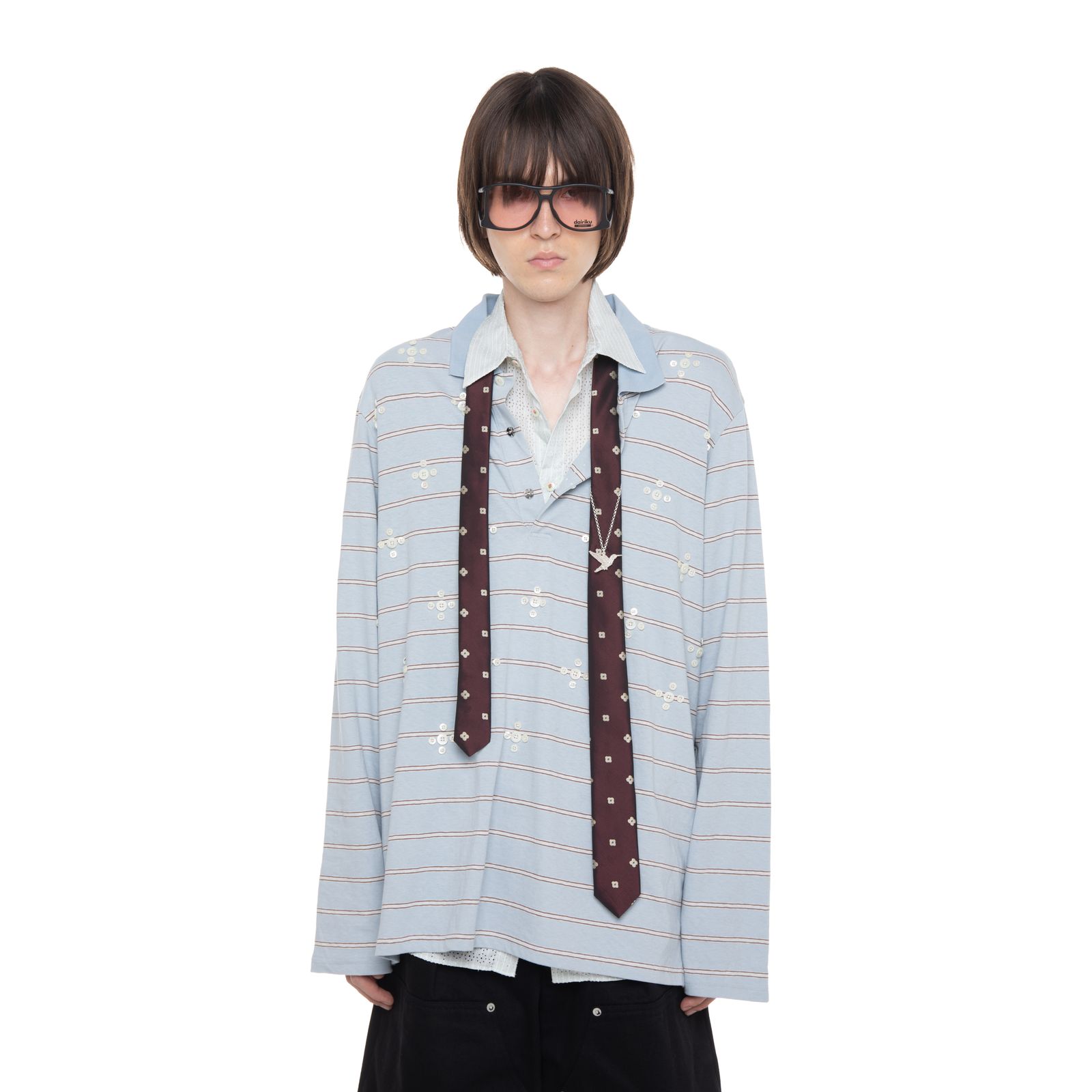 【残り一点】"Humming Bird"Embroidary Flower Tie