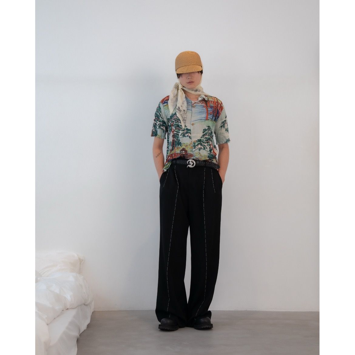 【残り一点】"Hand Stitch" Dress Wide Slacks