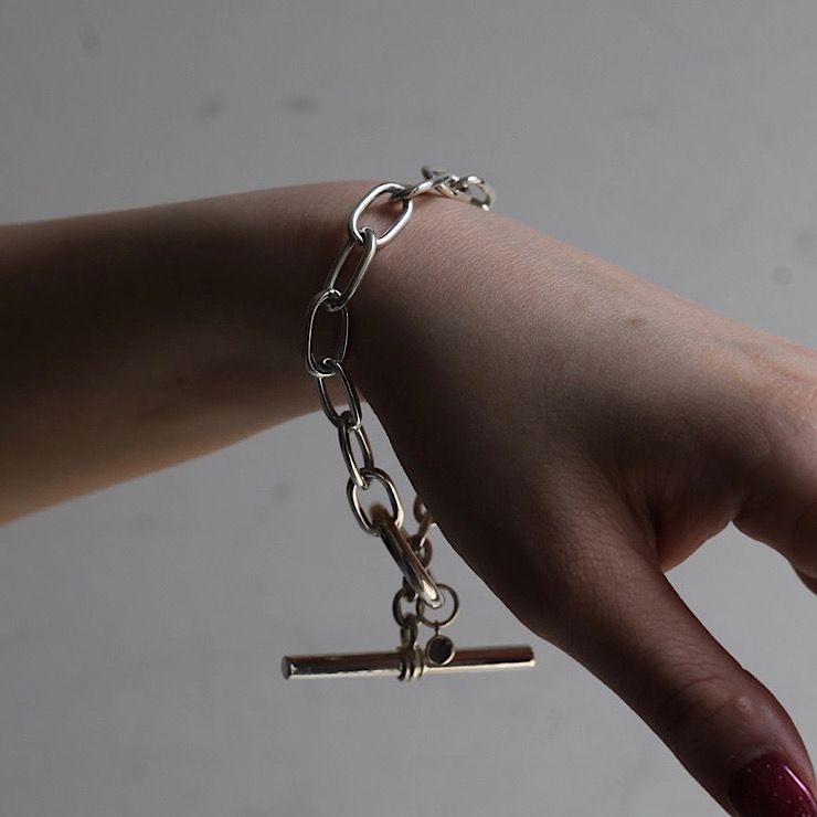 【残り一点】Oval Link T-Bar Bracelet(WHITE)