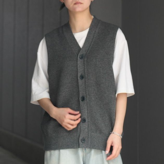 23ss 新品 crepuscule Moss Stitch V/N Vest-