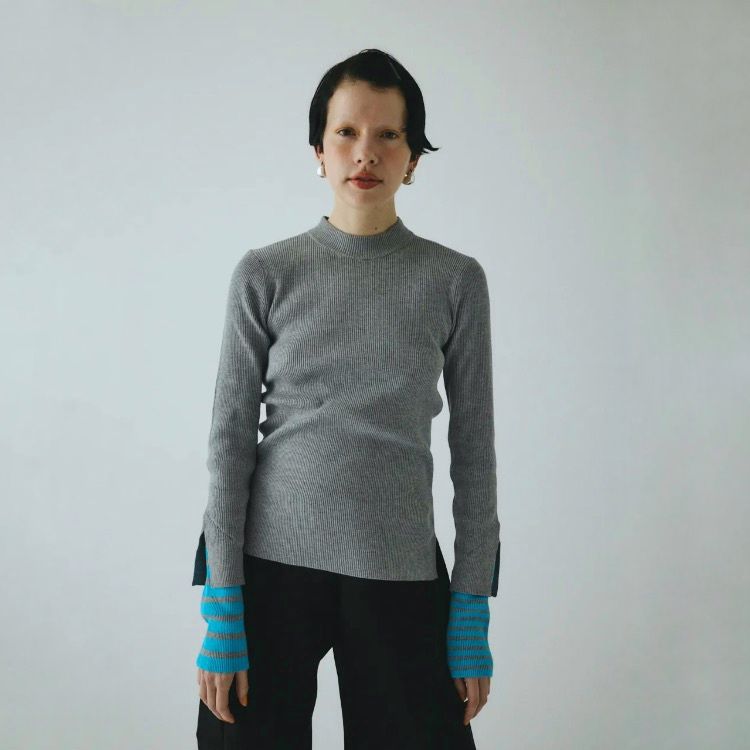 【残り一点】Border Double Cuff Knit Top