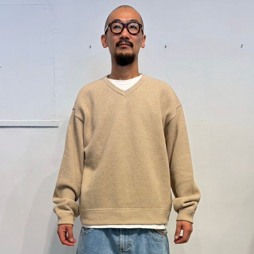 【残り一点】Moss Stitch V Neck PO