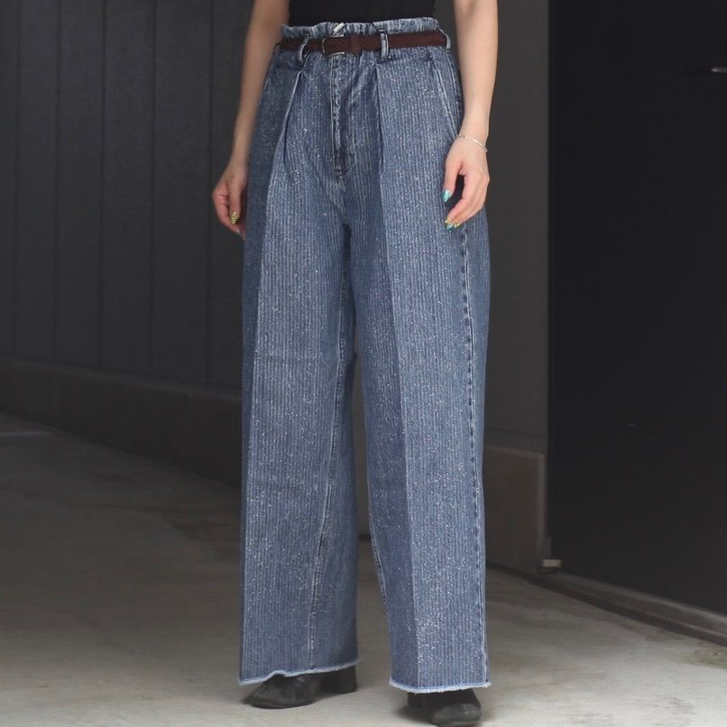 【残り一点】Tuck Baggy Type2(STRIPE DENIM SPLASH VINTAGE WASH)