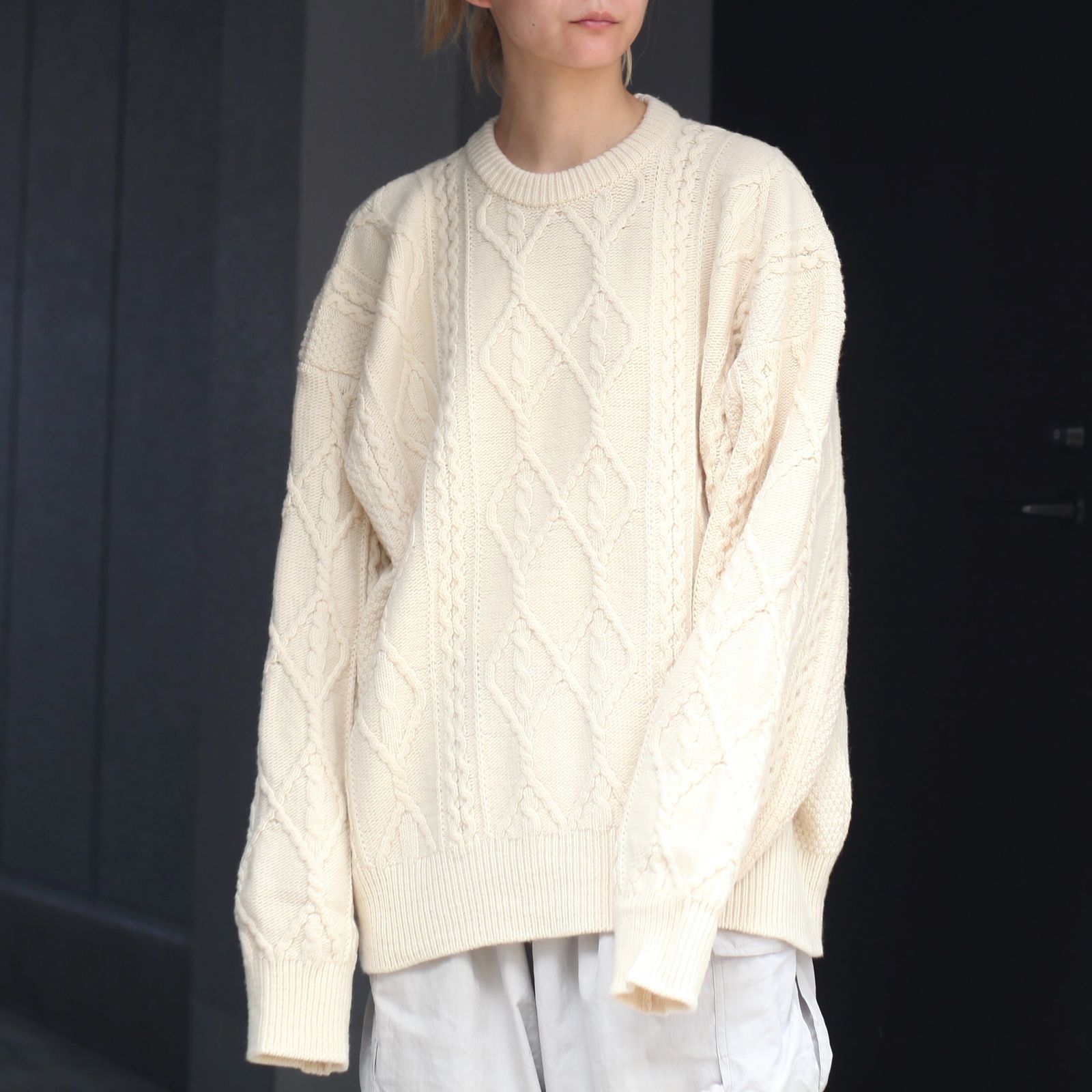 stein oversized interlaced cable knit ls-