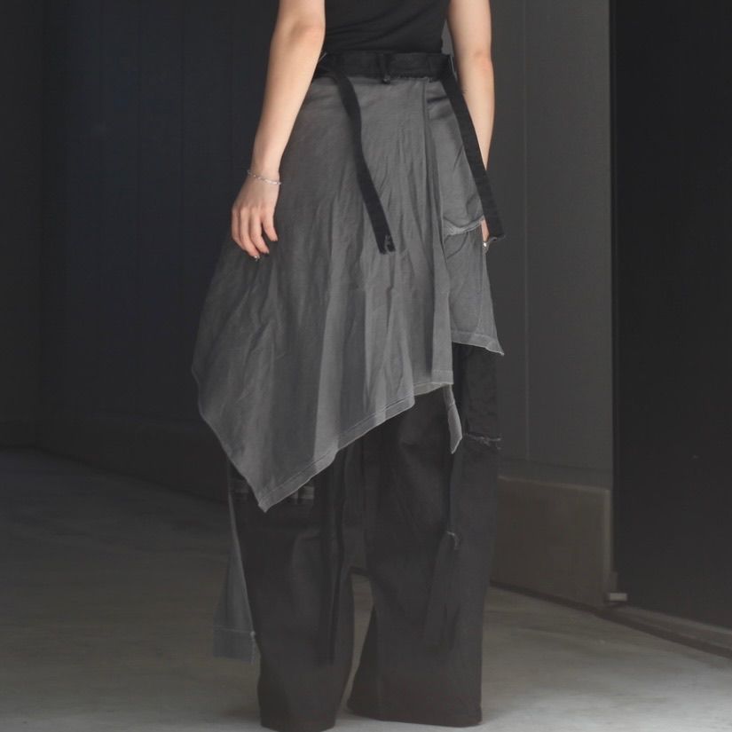 【残り一点】Slash Seam Twist Cargo Jeans with Wrapped(NOIR)
