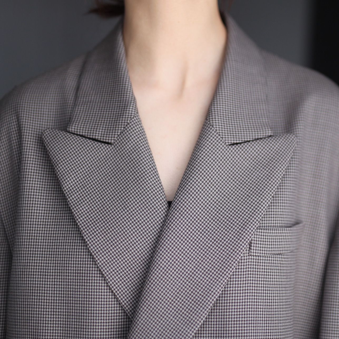 【残り一点】Double Weave Houndstooth Peak Lapel Short Coat