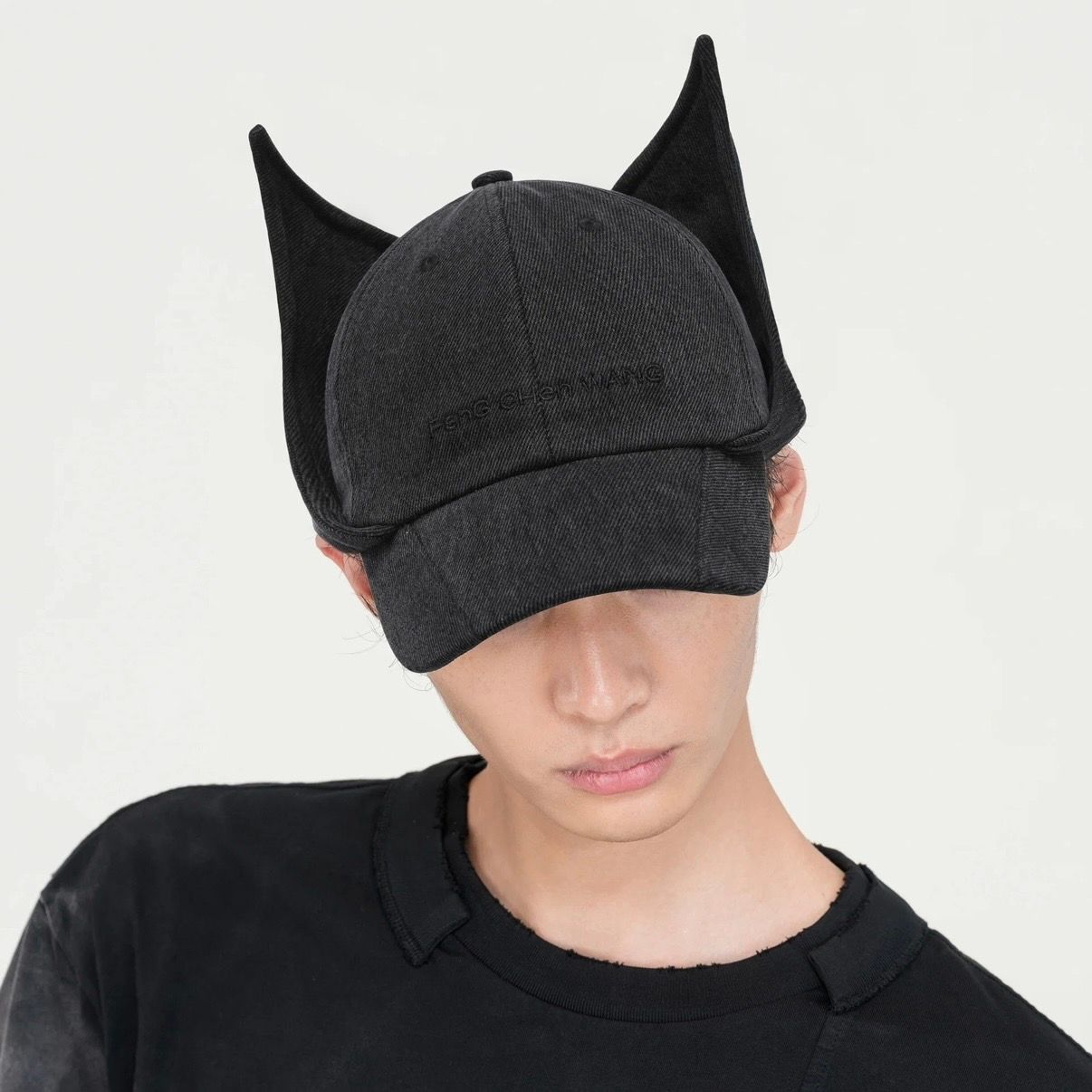 【残り一点】Black Washed Denim Cat Earflap Baseball Cap