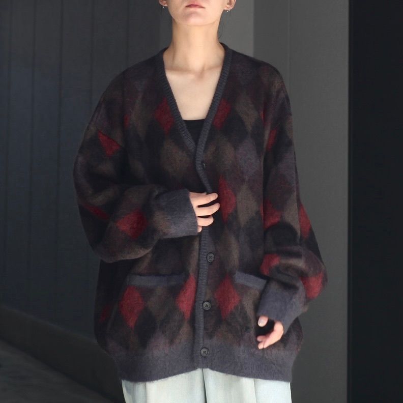 stein カーディガン Kid Mohair Argyle Cardigan | hartwellspremium.com