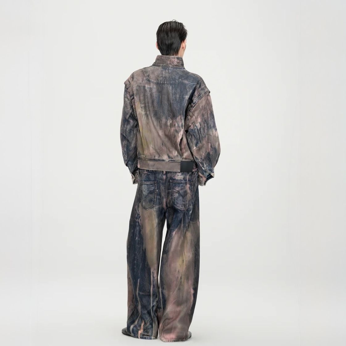 【残り一点】Brown Artistically Tie-Dyed Coated Denim SC Jacket