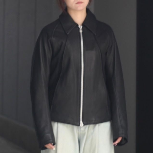 【残り一点】Leather Paneled Zip Up Jacket